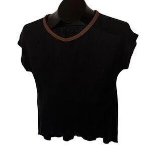 Sandro crewneck panel edge top Sz M